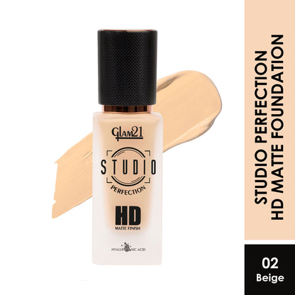 GLAM21 Studio Perfection HD Matte Long Stay Water Proof Foundation - Beige 02