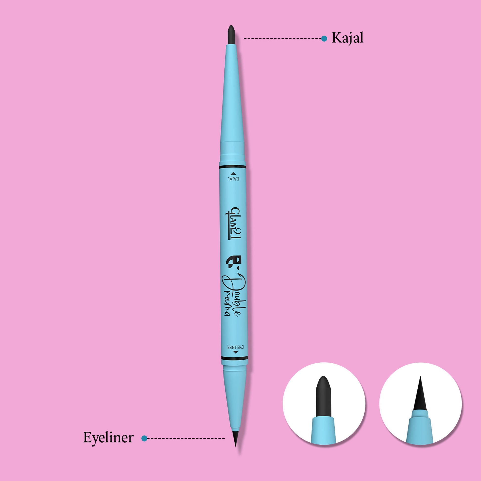 GLAM21 Intense Black 24Hours Double Drama Duo Kajal + Eyeliner