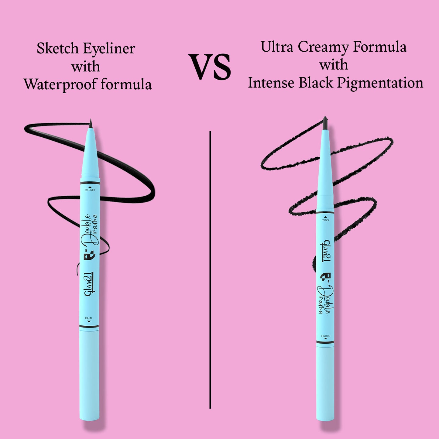 GLAM21 Intense Black 24Hours Double Drama Duo Kajal + Eyeliner