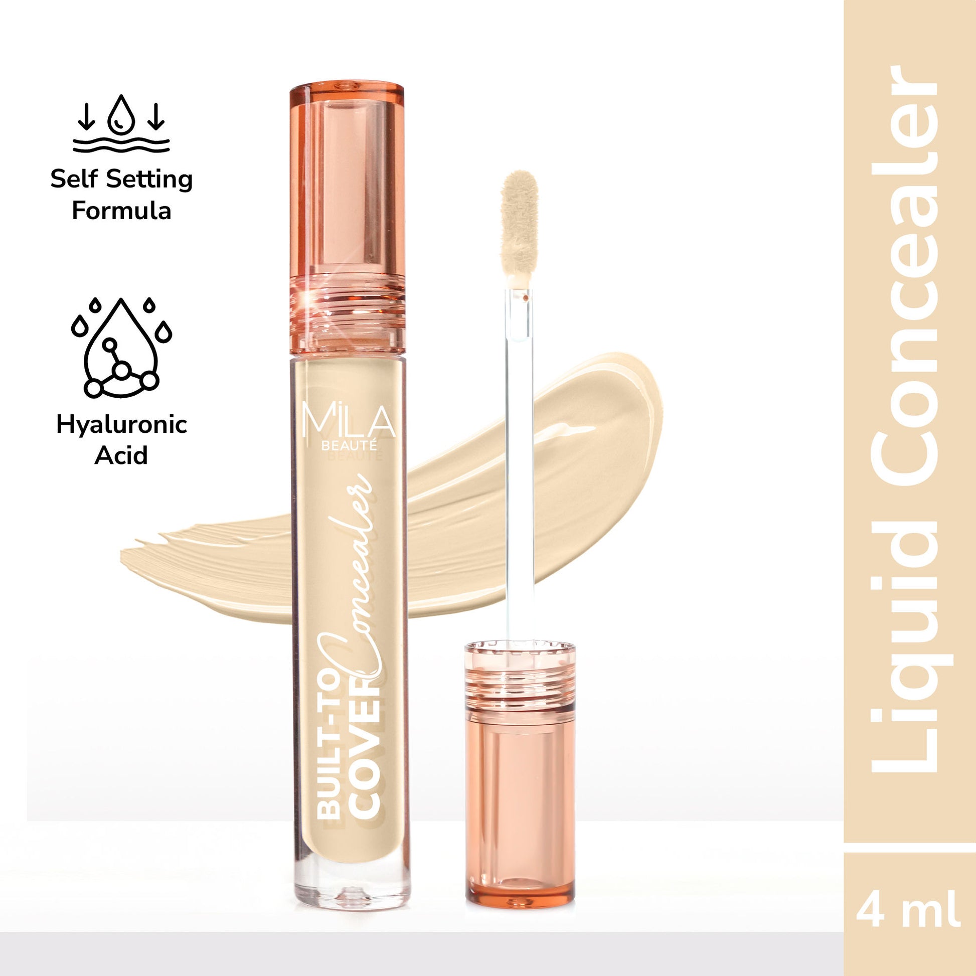 Mila Beauté Built To Cover Matte Liquid Concealer With SPF 15 & Hyaluronic Acid - 103y Cream Vanilla