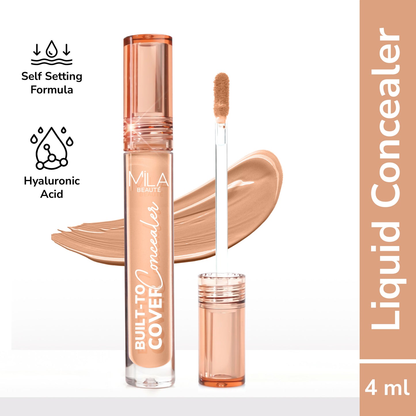 Mila Beauté Built To Cover Matte Liquid Concealer With SPF 15 & Hyaluronic Acid - 105p True Maple