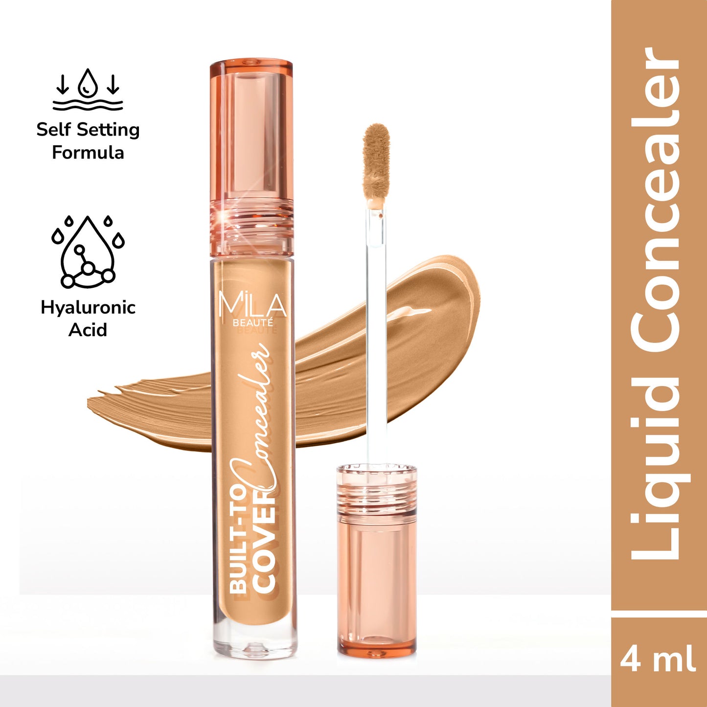 Mila Beauté Built To Cover Matte Liquid Concealer With SPF 15 & Hyaluronic Acid - 106y Golden Sand