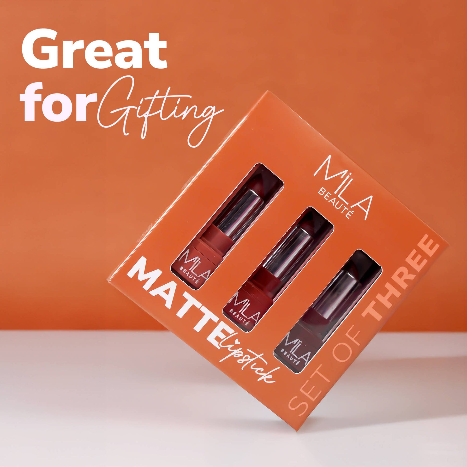 Mila Beauté Matte Set Of 3 Lipstick Long Lasting & Lightweight Rich Pigment - Nudes & Browns