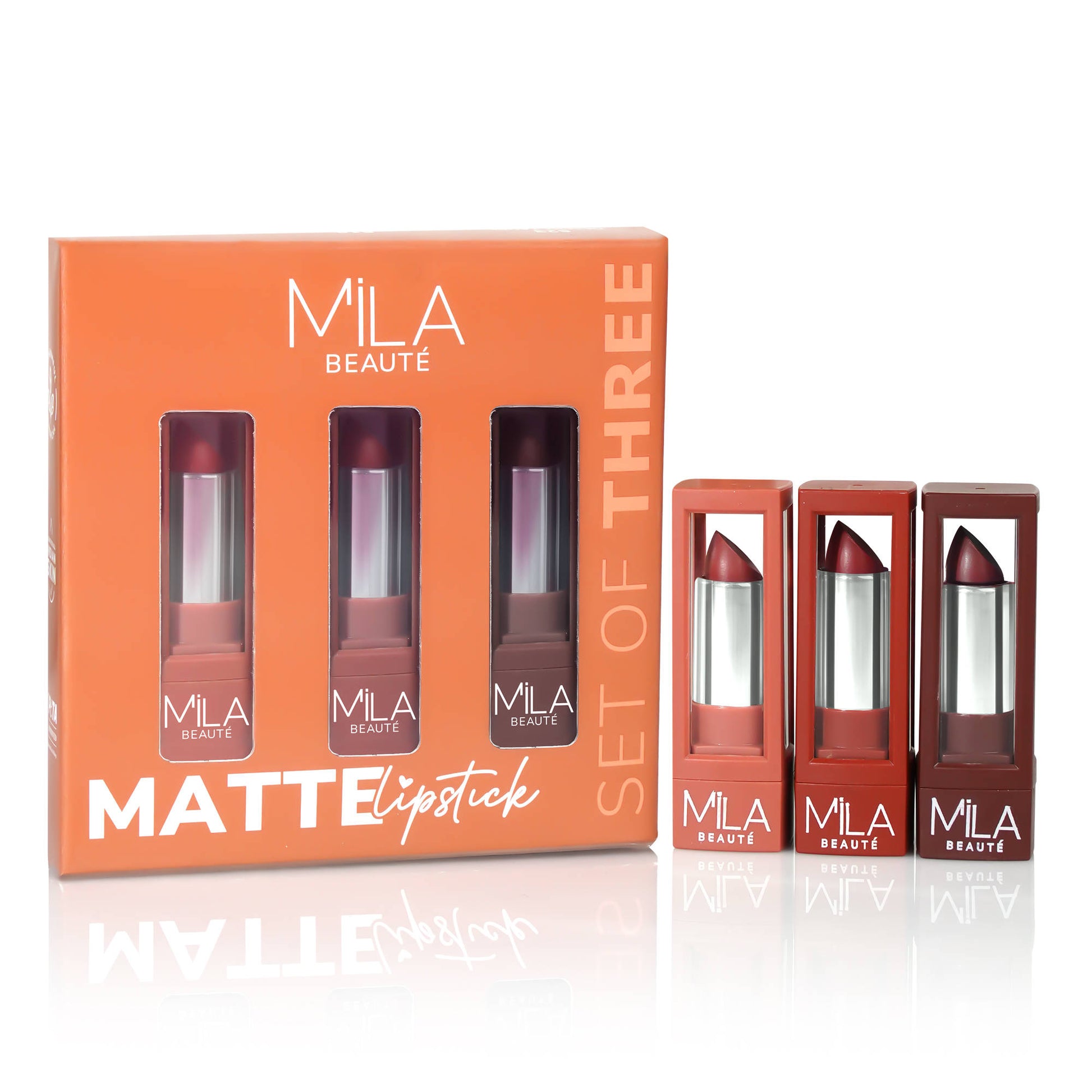 Mila Beauté Matte Set Of 3 Lipstick Long Lasting & Lightweight Rich Pigment - Nudes & Browns