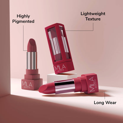Mila Beauté Matte Set Of 3 Lipstick Long Lasting & Lightweight Rich Pigment - Mauves & Pinks