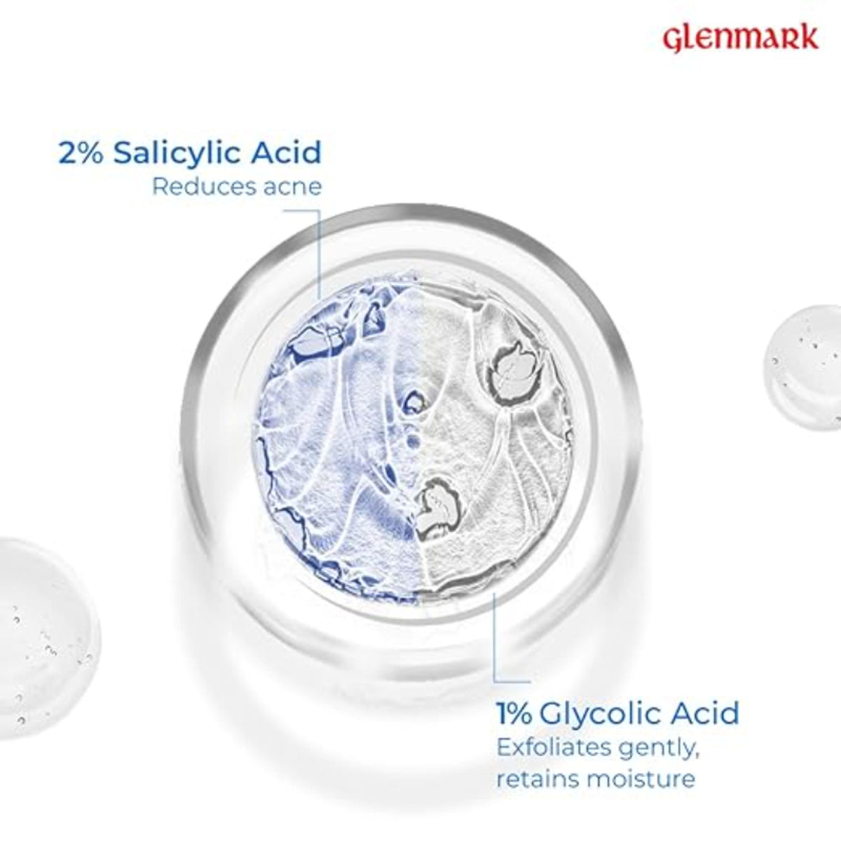 D'Acne Foaming Face Wash with salicylic and glycolic acids, visible acne reduction in 10 days, bottle and foaming pump visible