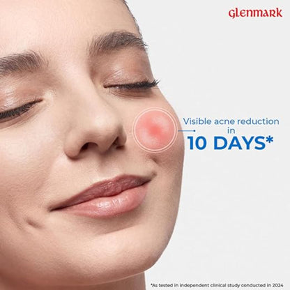 D'Acne Foaming Face Wash with 2% Salicylic Acid and 1% Glycolic Acid, demonstrating clear skin and foaming texture.
