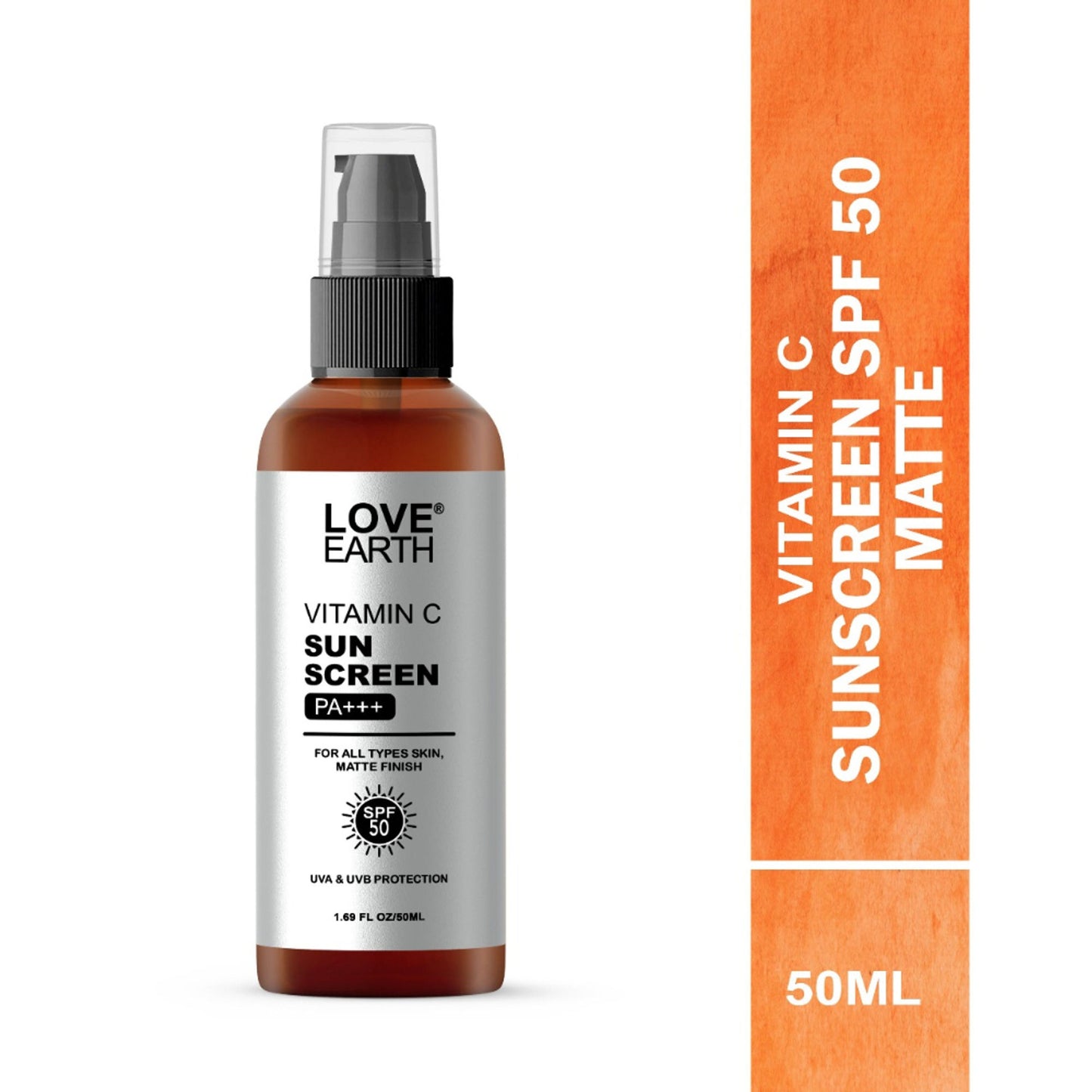 Love Earth Vitamin C Sunscreen SPF-50 for UVAUVB Ray Protection with Vitamin C & Essential Oils