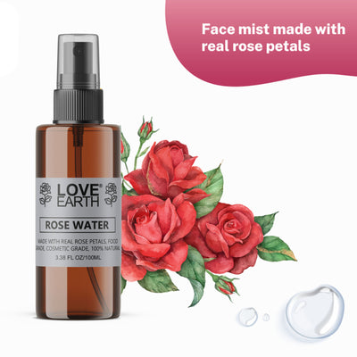 Love Earth Rose Water Gulab Jal Face Mist Toner with Rose for Skin Hydration and Natural Glow