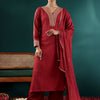 Dhiyona VA Women's Yoke Design Regular Gotta Patti Silk Crepe Kurta with Trousers & With Dupatta
