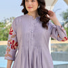 Dhiyona IE Women Floral Embroidered Thread Work Pure Cotton Kurta with Trousers