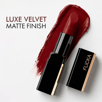 Flicka Lip Poetry Creamy Matte Lipstick Intense Pigment Easy Apply Smooth Finish - 08 Ding Dong