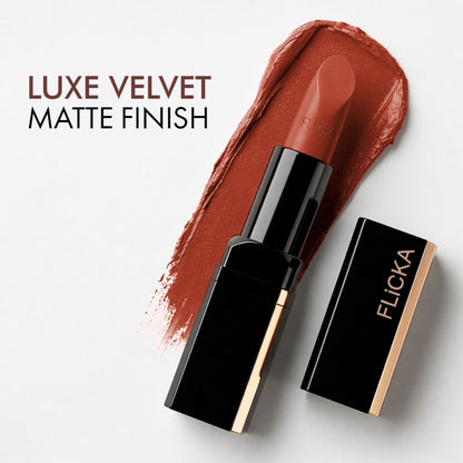 Flicka Lip Poetry Creamy Matte Lipstick Intense Pigment Easy Apply Smooth Finish - 05 - Teddy Bear