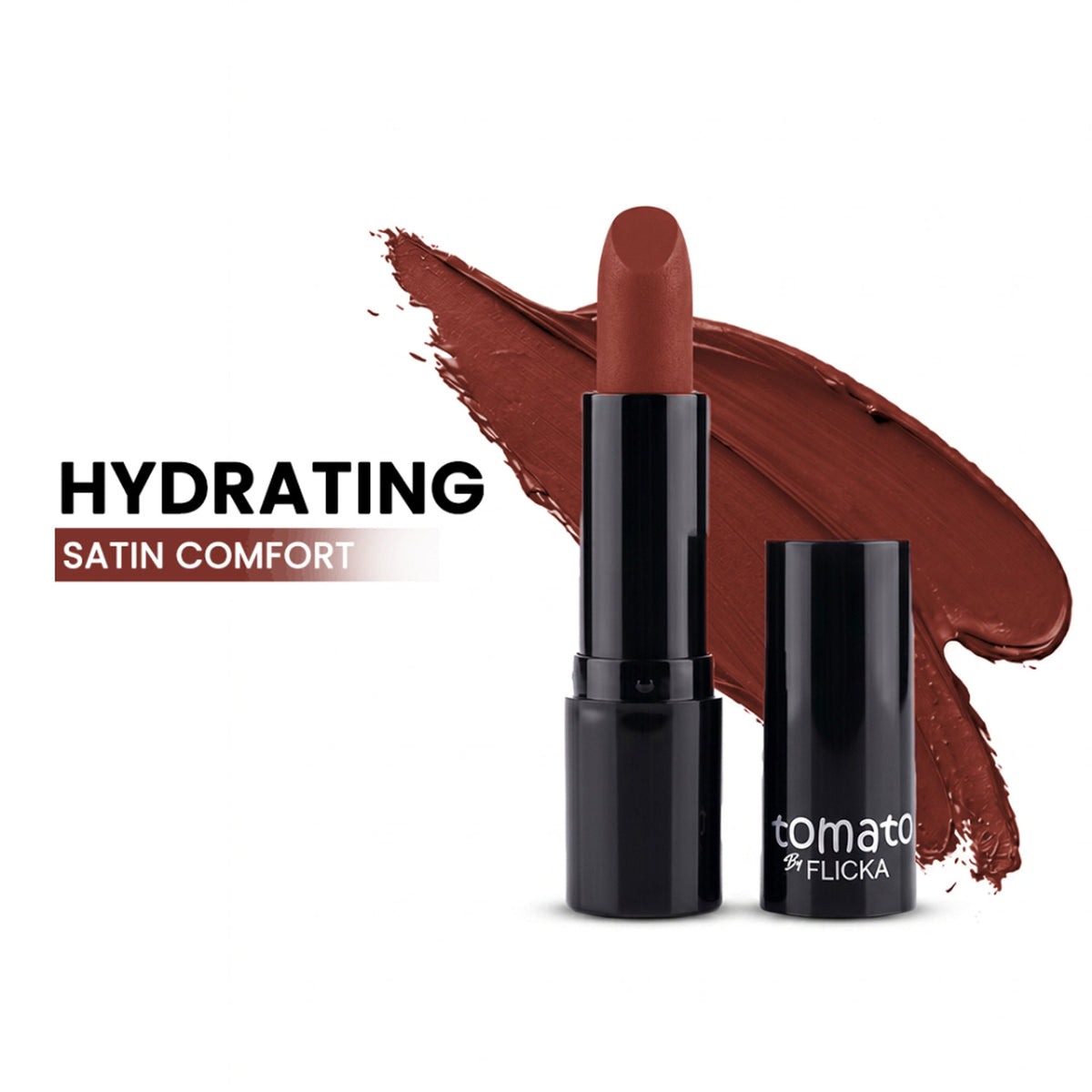 FLiCKA Flicka Tomato Bullet Lipstick in Shade 14, long-lasting lightweight matte lipstick with intense pigment and rich finish.