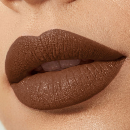 Flicka Bullet Lipstick in shade 17 with rich matte finish, lightweight formula, intense pigment, and sleek packaging.