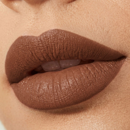 Flicka Bullet Lipstick in shade 19 with rich matte finish, lightweight formula, intense pigment, and sleek packaging.
