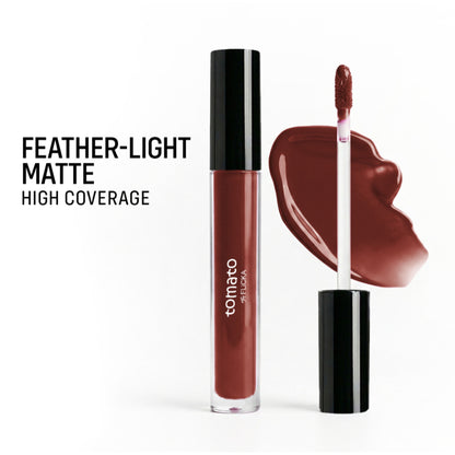 Flicka Tomato Liquid Lipstick in shade 04, rich matte finish, long-lasting, intense pigment, smudgeproof liquid lipstick from FLiCKA.