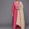 Indyancart VA Women'sEthnic Motifs Embroidered Sequined Kurta with Trousers & Dupatta
