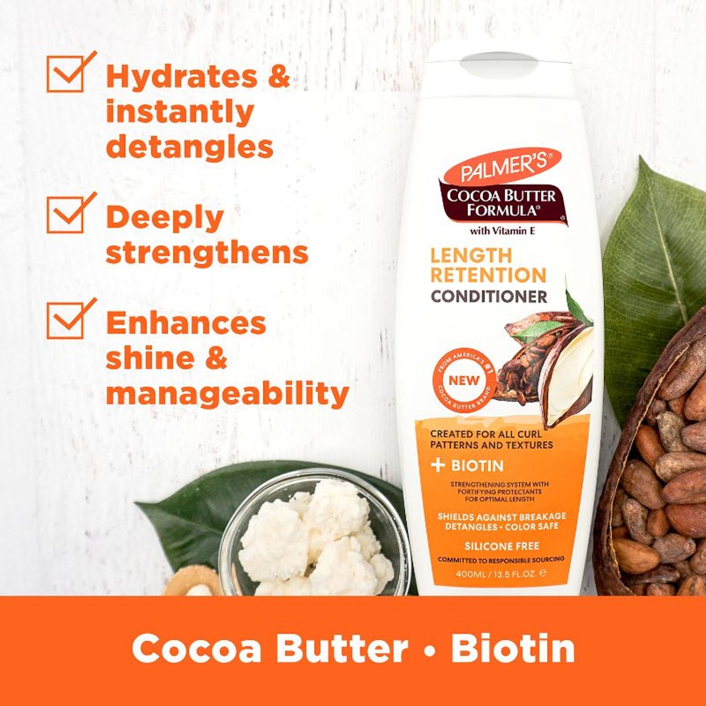 Palmer's Cocoa Butter & Biotin Conditioner For Length Retention, Streghthening & Enhanced Shine