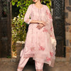 Indyancart IE Floral Embroidered Pure Cotton Straight Kurta With Trousers & Dupatta