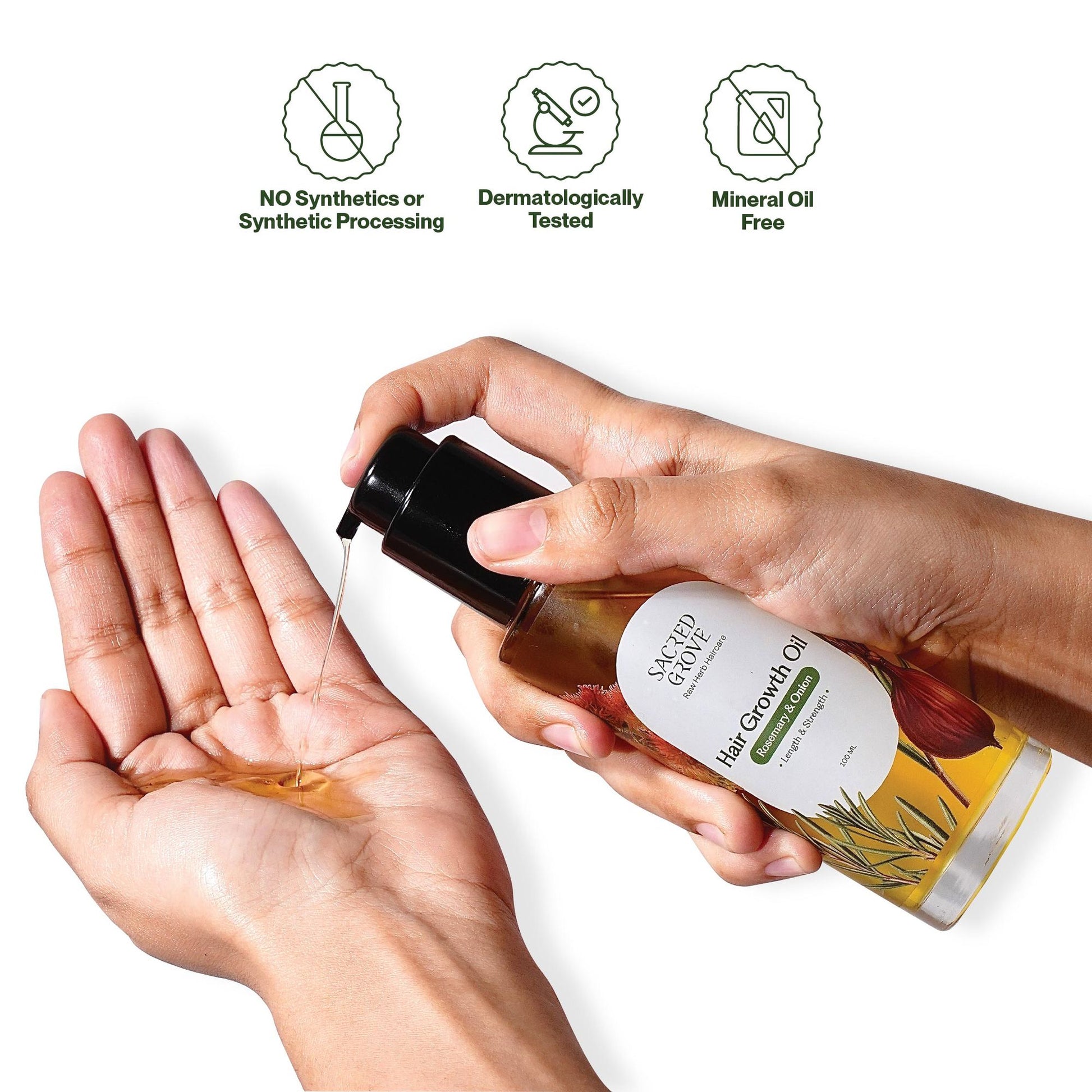 Sacred Grove Castor Onion Rosemary Hair Growth Oil Non-Sticky Hairgrowth Oil for Hairfall & Thinning