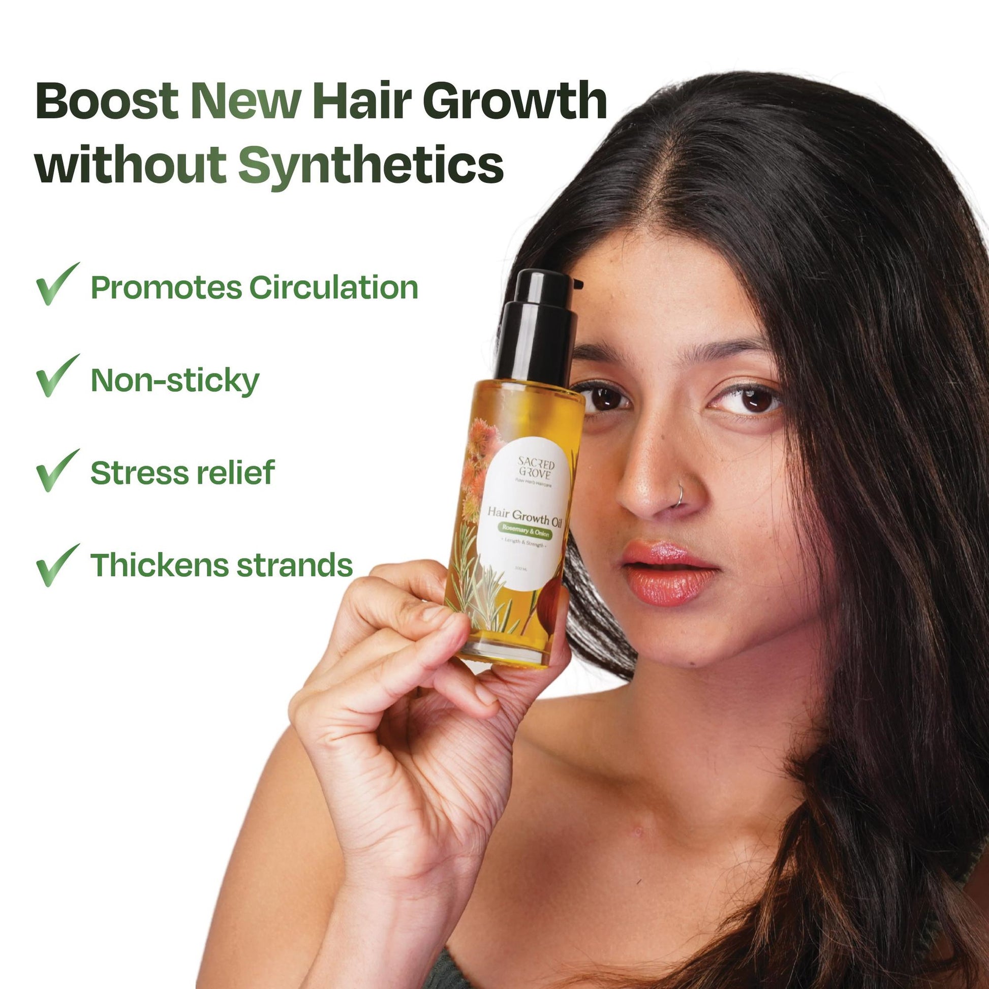 Sacred Grove Castor Onion Rosemary Hair Growth Oil Non-Sticky Hairgrowth Oil for Hairfall & Thinning