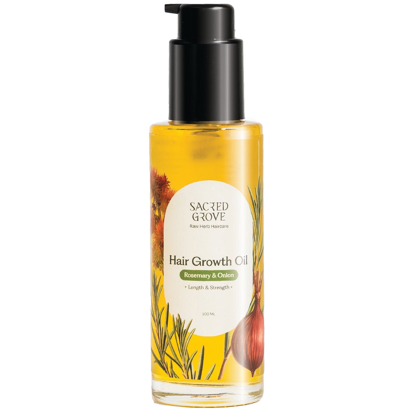 Sacred Grove Castor Onion Rosemary Hair Growth Oil Non-Sticky Hairgrowth Oil for Hairfall & Thinning