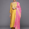 Dhiyona VA Women'sEmbroidered Sequinned Straight Kurta with Trousers & Dupatta