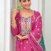 Dhiyona IE Ethnic Motifs Embroidered Sequinned Round Neck Kurta With Trousers & Dupatta