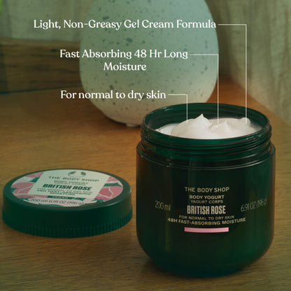 The Body Shop British Rose Body Yogurt, 48-Hour Hydration , Rose & Shea Butter