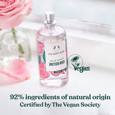 The Body Shop British Rose Eau De Toilette, Long-Lasting Floral Fragrance, 91% Natural