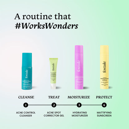Foxtale Acne Spot Corrector Gel with Azelaic Acid + AHA + BHA for Treating Active Acne in 12 hrs