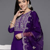 Dhiyona IE Women Floral Embroidered Thread Work Kurta with Trousers & With Dupatta