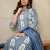 Indyancart IE Floral Printed Tie-Up Neck Pure Cotton Straight Kurta With Trousers & Dupatta