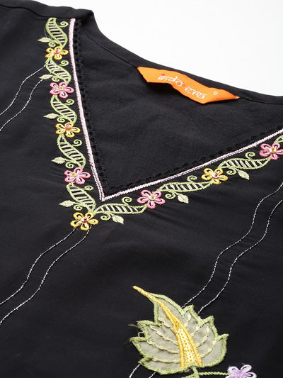 Dhiyona IE Floral Embroidered Sequinned Kurta With Trousers & Dupatta