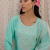 Dhiyona IE Floral Embroidered Sequinned Straight Kurta With Trousers & Dupatta