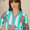 Dhiyona IE Floral Screen Printed V-Neck Pure Cotton Straight Kurta With Trousers
