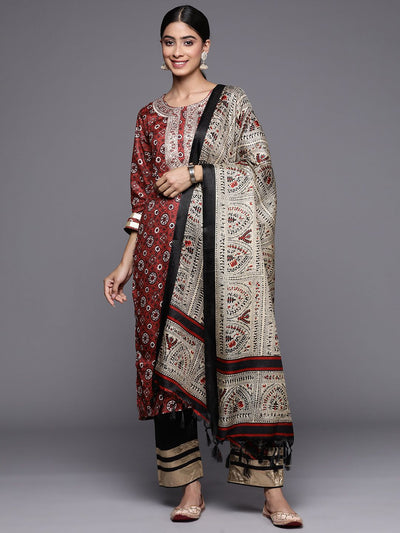 Indyancart VA Women'sEthnic Motifs Printed Regular Kurta With Palazzos & Dupatta