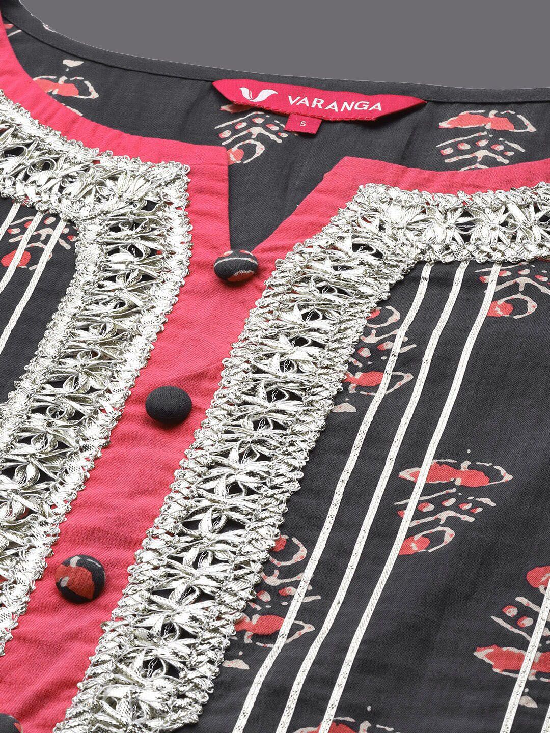 Indyancart VA Women'sEthnic Motifs Printed Kurta with Sharara
