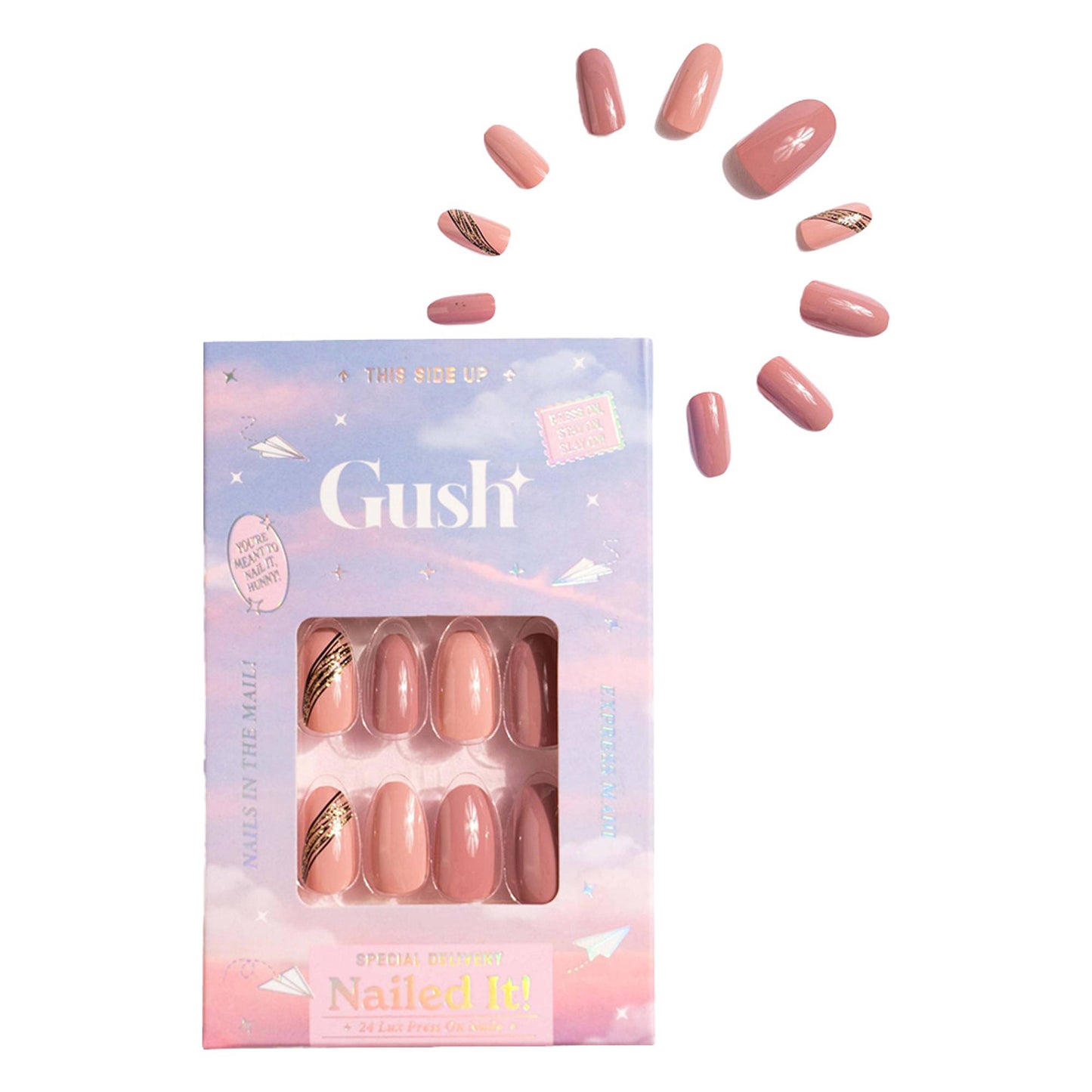 Gush Beauty Nailed It Reusable Luxury Press On Nails (Round Shape) - Peony Pink