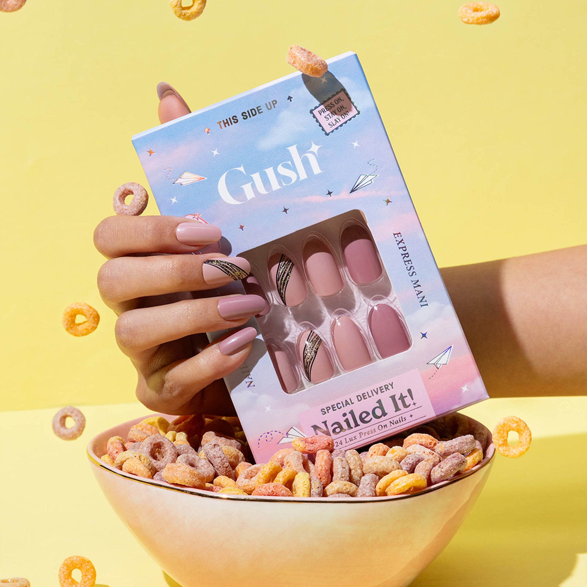 Gush Beauty Nailed It Reusable Luxury Press On Nails (Round Shape) - Peony Pink