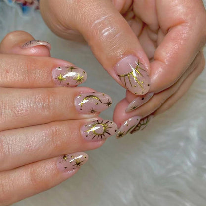 Gush Beauty Nailed It Reusable Luxury Press On Nails (Round Shape) - Celestial Gold