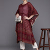 Indyancart IE Women Ethnic Motifs Printed Belted Detail Kaftan Kurta