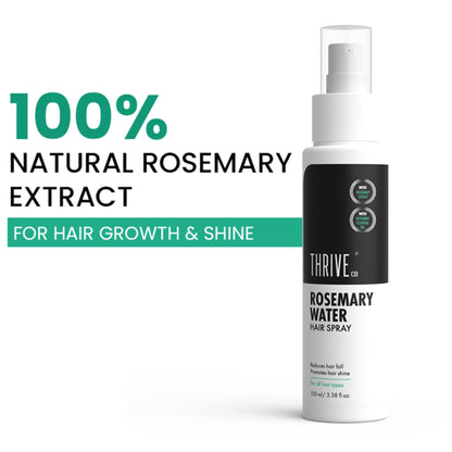 Thriveco 100% Natural Rosemary Water Hair Spray With Rice Water & Hyaluronic Acid For Frizz Control