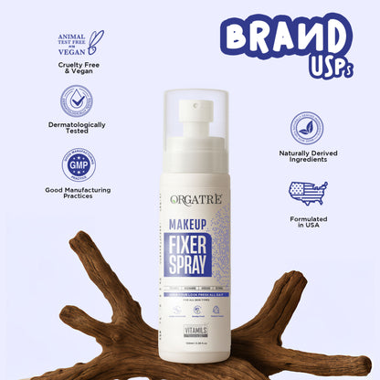 Orgatre Makeup Fixer Setting Spray - Long-Lasting, Smudge-Proof & Lightweight Formula Primer