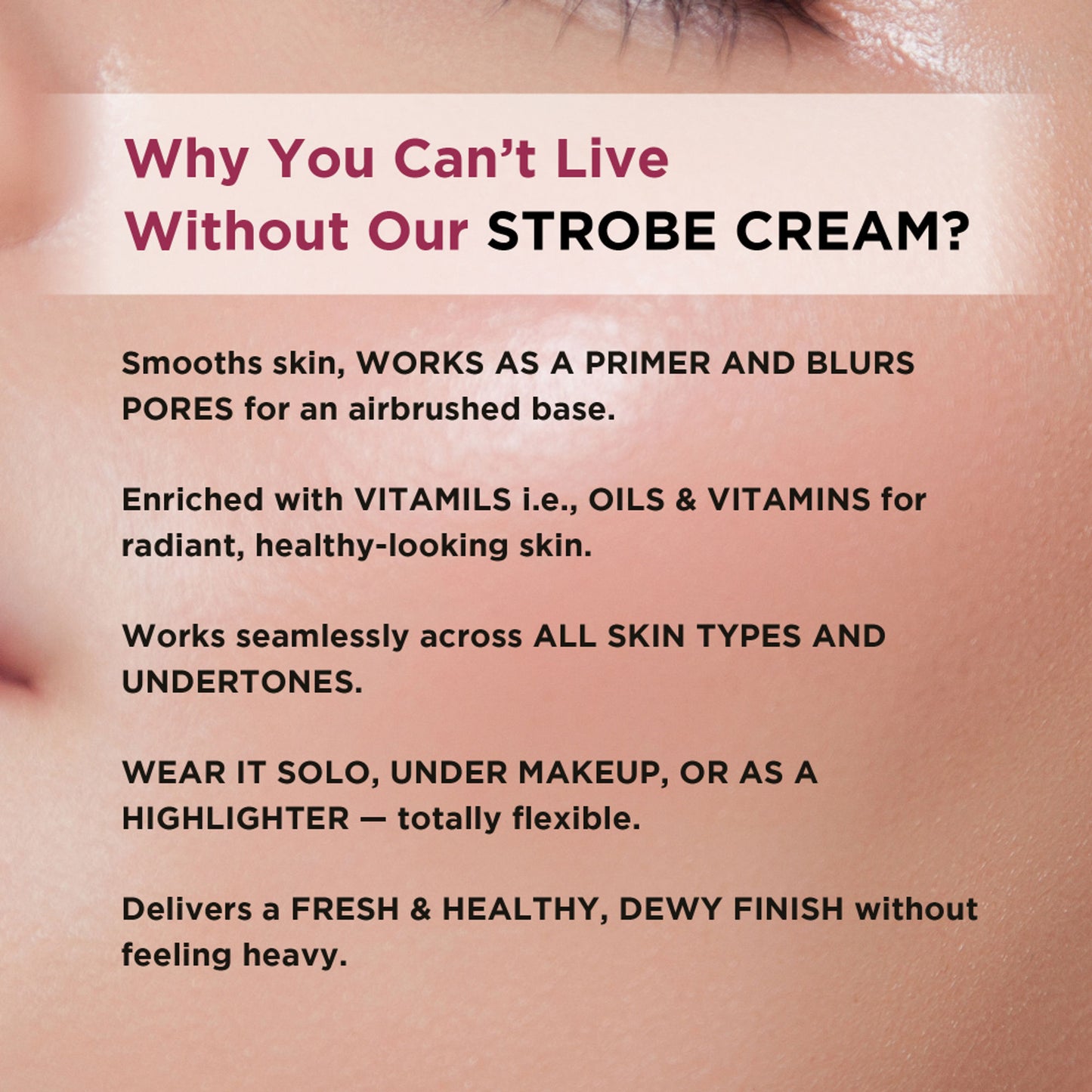 Orgatre Strobe Cream Pink - Instant Glow Highlighter, Primer & Moisturizer Makeup Finish Highlighter