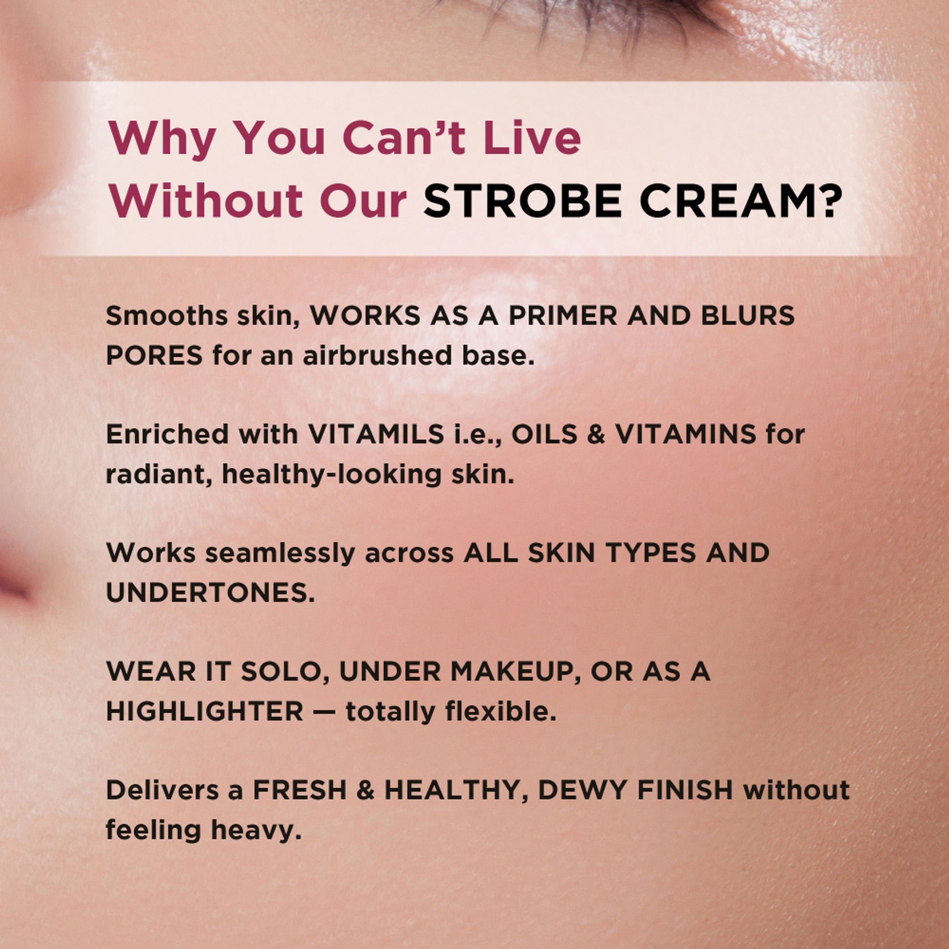 Orgatre Strobe Cream Pink - Instant Glow Highlighter, Primer & Moisturizer Makeup Finish Highlighter