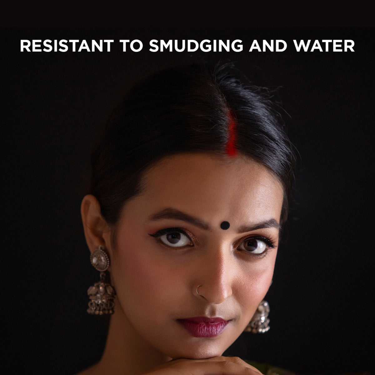 Orgatre Maroon liquid sindoor pack with two bottles, showcasing vibrant, long-lasting, smudge-proof, and skin-friendly sindoor.
