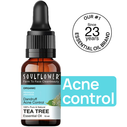 Soulflower Tea Tree Essential Oil For Active Acne & Pimples, Blemishes & Flakes