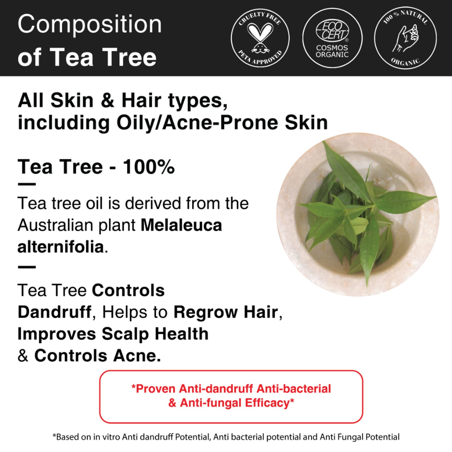 Soulflower Tea Tree Essential Oil For Active Acne & Pimples, Blemishes & Flakes